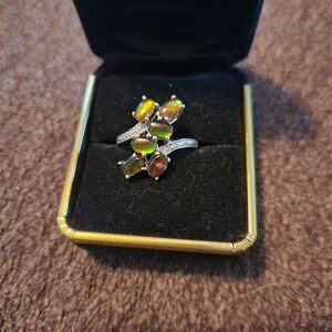 Canadian Ammolite 6-stone STS 925 Sterling Silver Ring